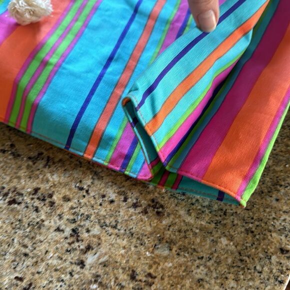 Neiman Marcus bright stripe knot rope handle small tote. 14 x 10 1/2 x 4 1/2 in. - Picture 5 of 5